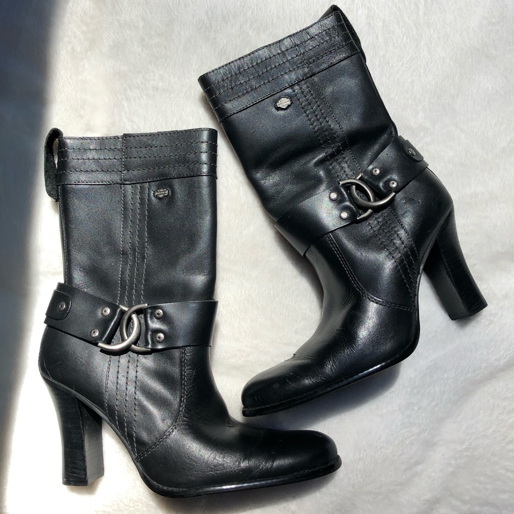 Harley Davidson leather heeled boots